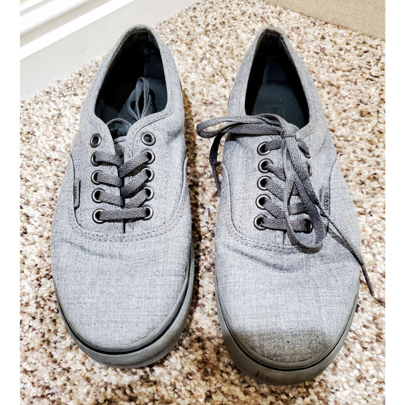 Vans Gray Canvas Lace-Up Sneakers Size US Men 7 / Women 8.5 Casual Skate Shoes - Picture 2 of 7